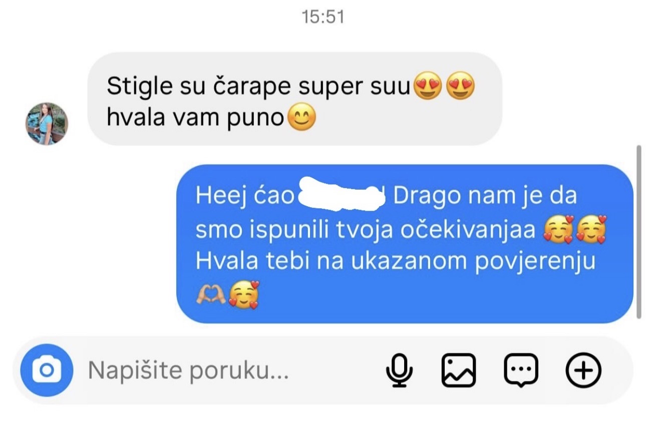 Utisak zadovoljne mušterije DS Socks